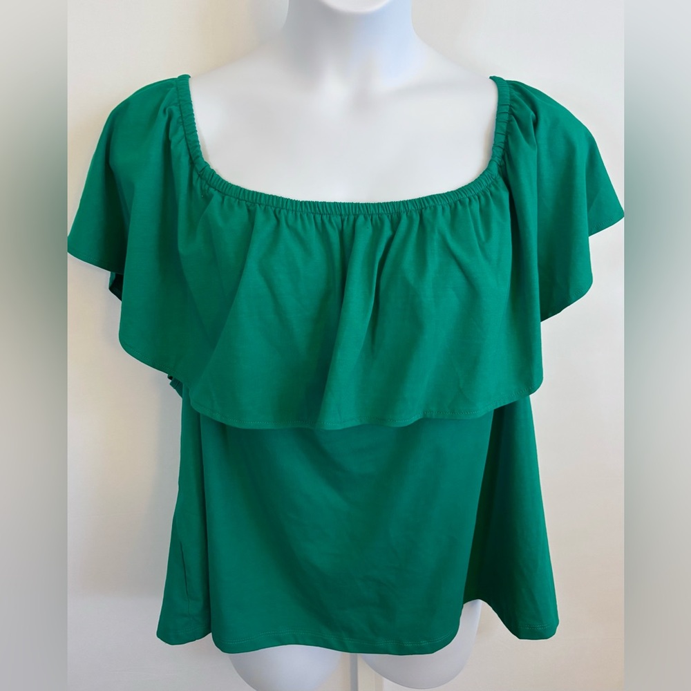 Eloquii Emerald Green Off the Shoulder Top Boho Resort 28